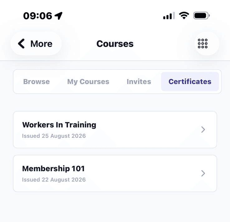Equip auto-issued course certificate