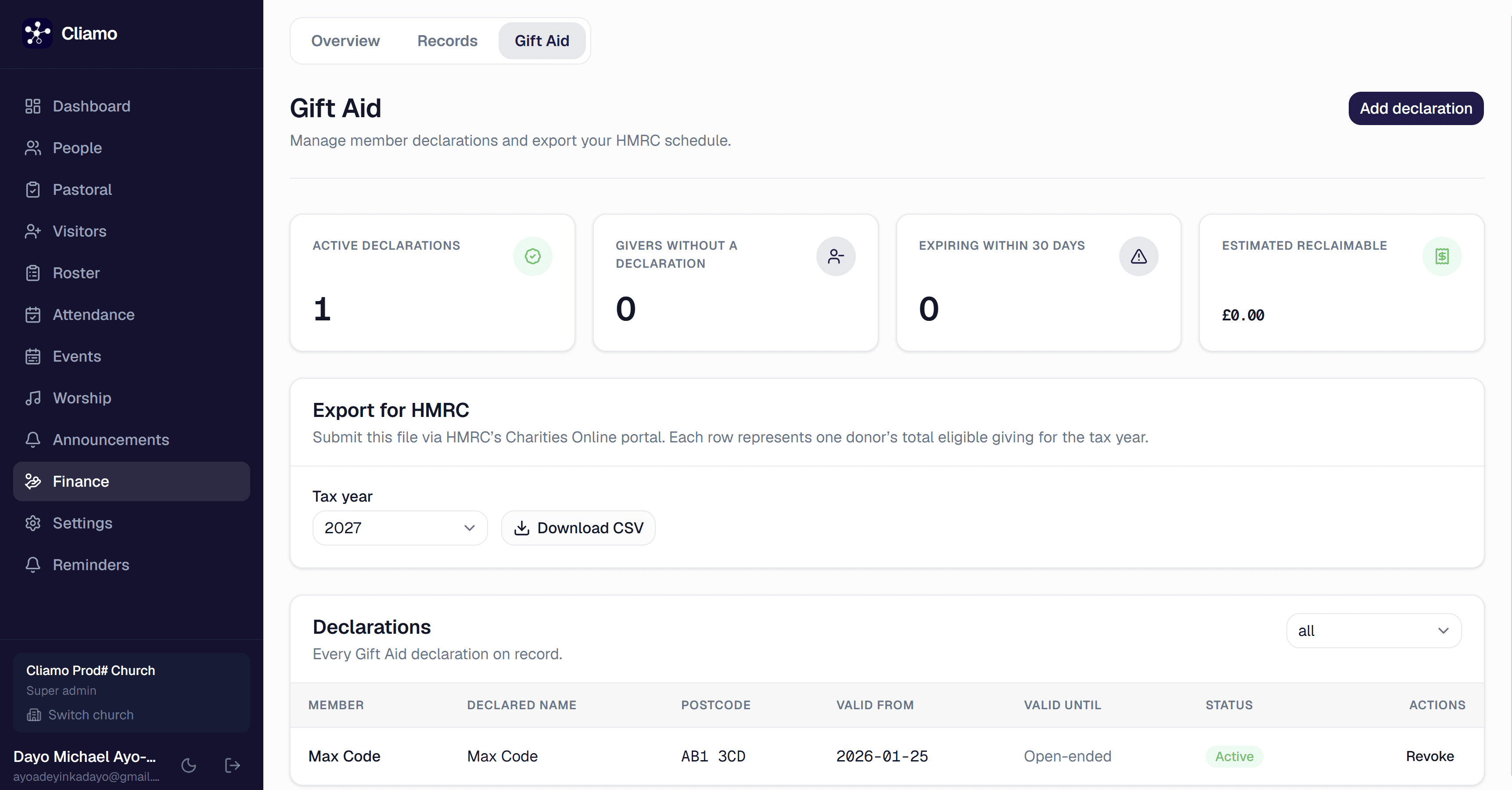 In-app giving with Gift Aid